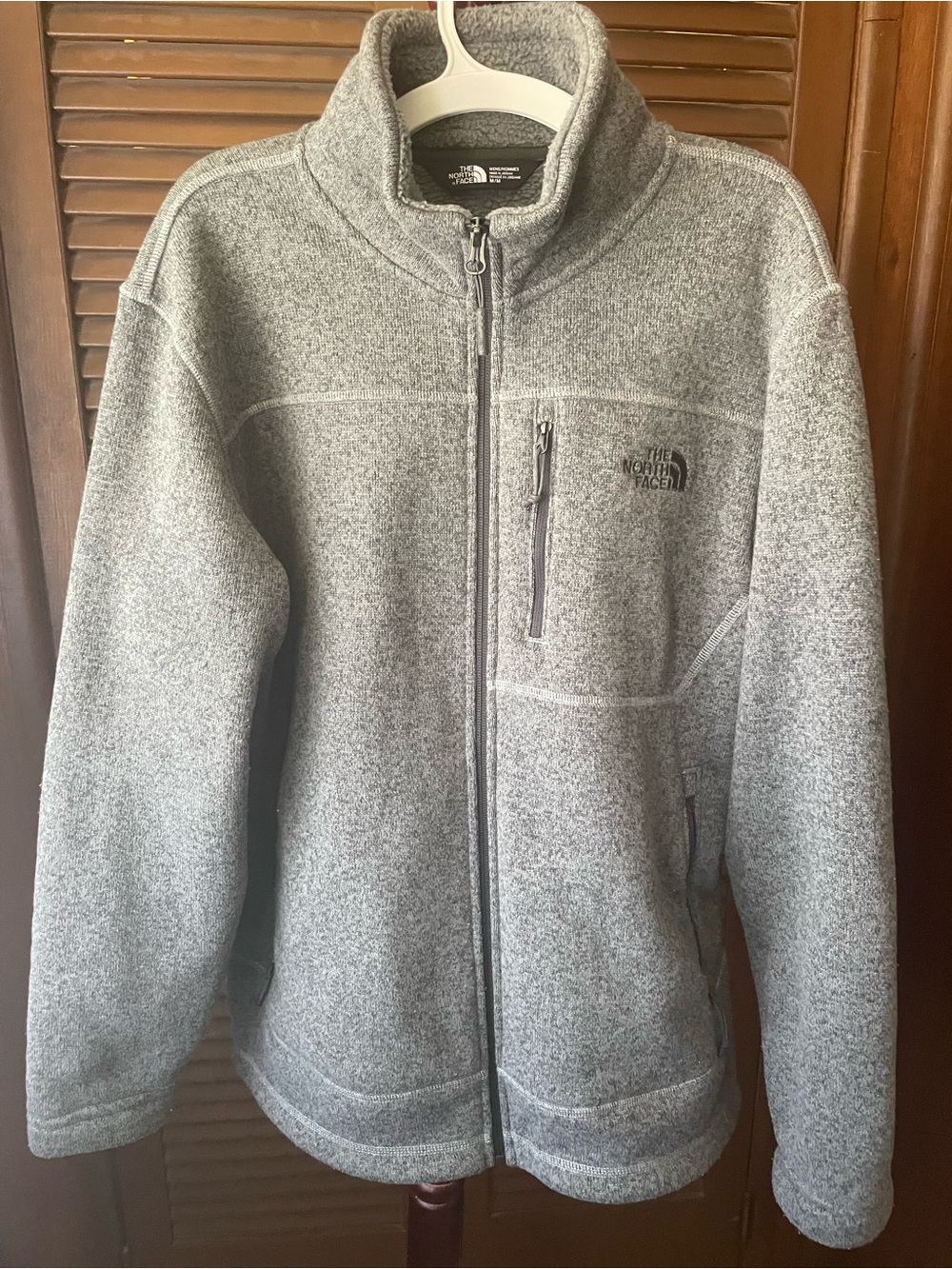 The North Face Men's Heather Grey Full-Zip Fleece Jacket( size: m)